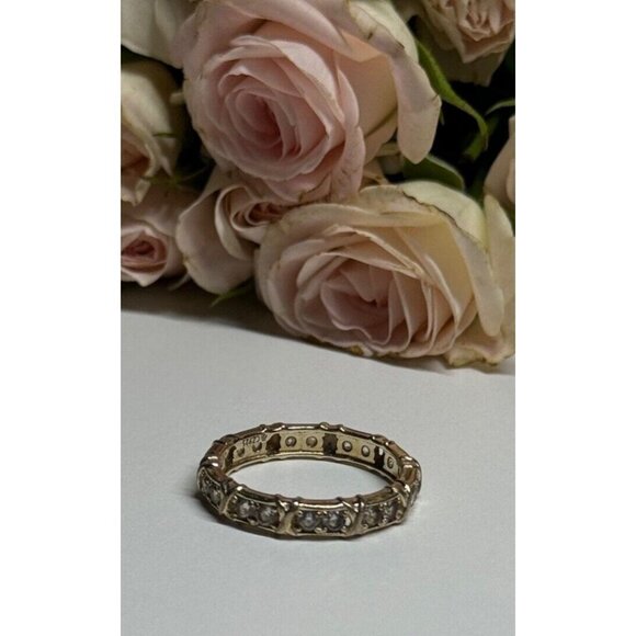 925 STERLING SILVER GOLD PLATED CZ RING SIZE 9 - Picture 8 of 9